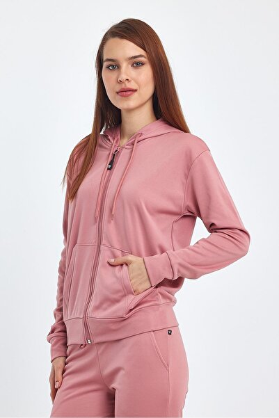 yakamor Kadın Ormanseven Kapişonlu Fermuarlı Sweat