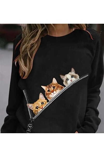 Elvino Γυναικείο φούτερ με στάμπα Cat