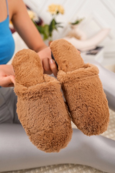 Modafırsat Fur Inside Home Slippers Plush Wool Women's Winter Slippers Guest Dowry Bundle Bridal Slippers