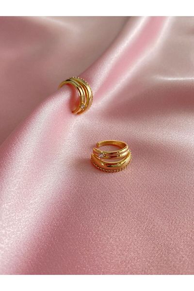 h&b design jewel Gold Double Row Earcuff