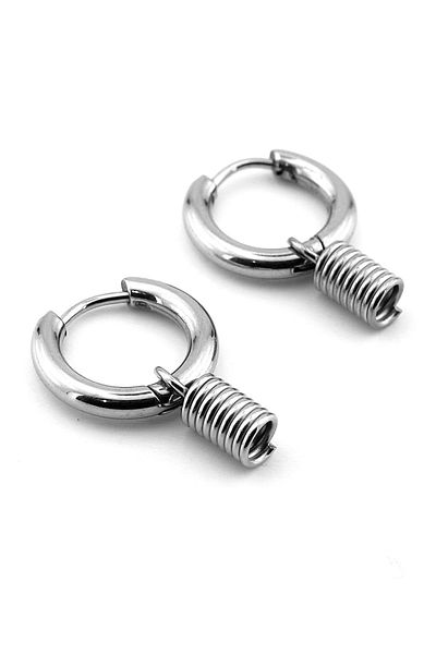 Solfera Bow Dangle Silver Color Stainless Steel Men's Women's Hoop Earrings ER021