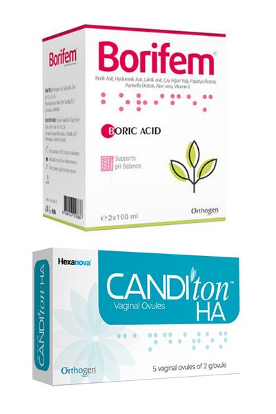 Orthogen Borifem Vaginal Shower 200 ml-CANDiton HA Vaginal 5 Ovules
