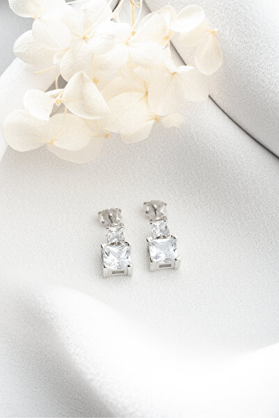 Silvano Jewelry 925 Ayar Gümüş Baget Taşlı Küpe