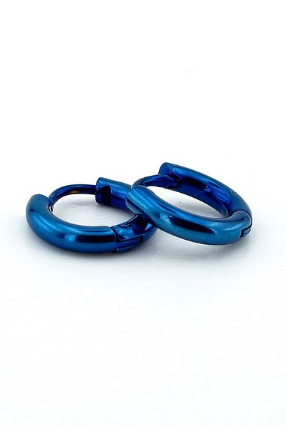 Solfera Mini Size Blue Steel Women's/Men's Hoop Earrings - Round Cut ER017