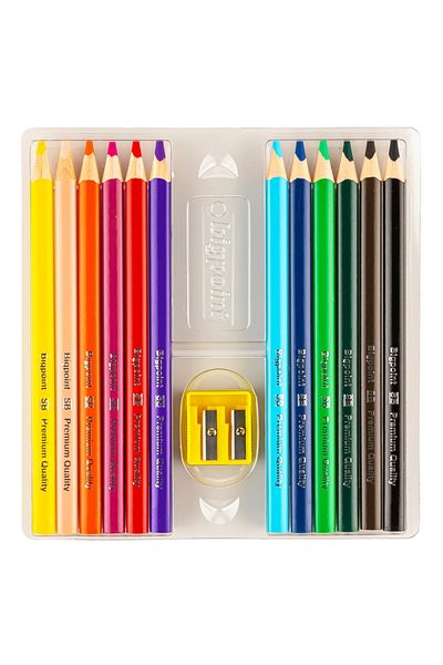 Bigpoint Jumbo Triangle Dry Paint Pen 12 Colors 12 Pieces Stand