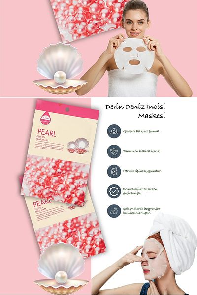 QNİAY Deep Sea Pearl Sea Pearl Mask Repair (1 piece) Facial Mask Weekend Home Care