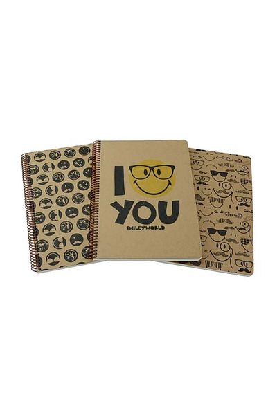 Mynote Smiley Kraft Cover A4 100yp Checkered Notebook
