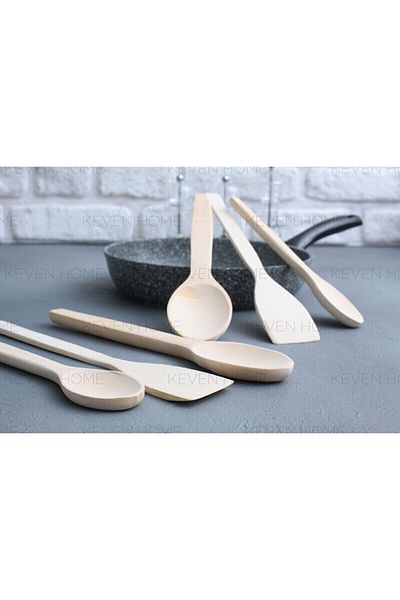 Go Aksesuar Wooden Spoon And Spatula Set - Wooden Spoon - Wooden Spatula