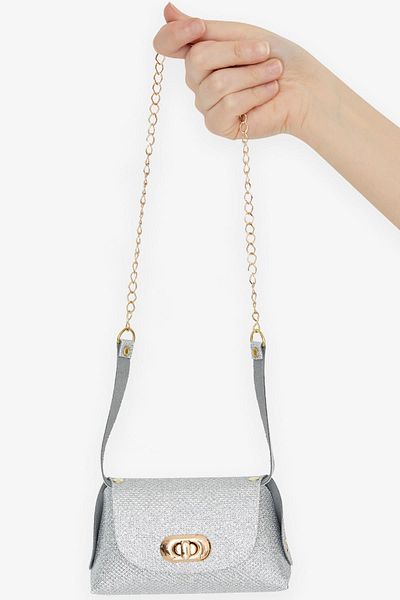 Breeze Children's Silvery Mini Shoulder Bag with Chain, Silver