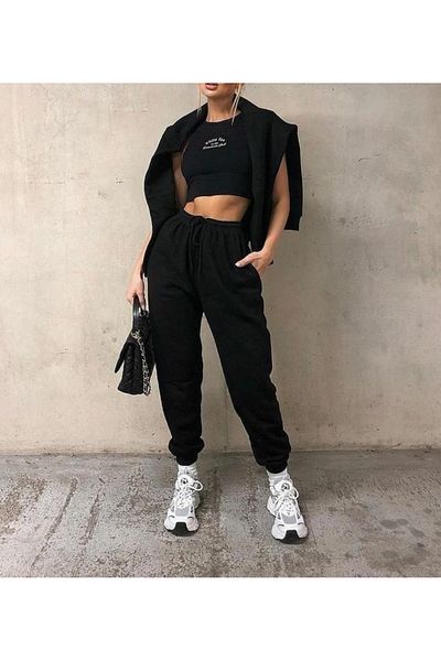 FUNSTYLE Γυναικείο φούτερ με ράστερ μαύρο χοντρό - 3 κλωστές