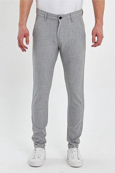 ElitWear Men's Slim Fit Gray Fabric Trousers