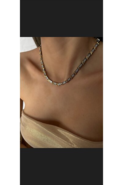 Ahzar XoXo Model Full Tour Steel Necklace 40 cm