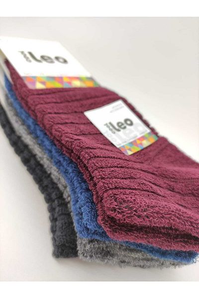 LEO 4 Pairs of Winter Reverse Towel Socks