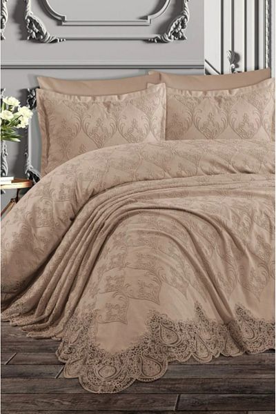 ZESA HOME French Laced Cotton 6 Piece Pique Set Dowry Holder
