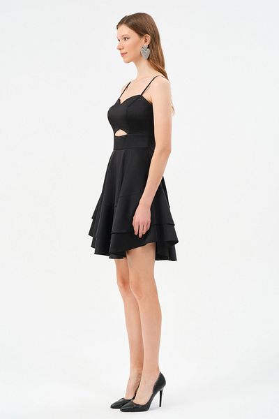 DANS ABİYE Strappy Satin Midi Length Evening Dress
