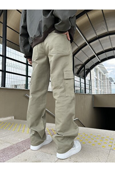 XPUPPETWEAR Haki Ters Dikişli Kargo Baggy Pantolon