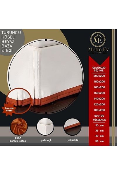 METİNEV تنورة قاعدة بيضاء برتقالية اللون من الكتان