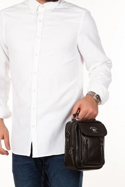 Newish Polo Postman Crossbody Bag with Hand and Shoulder Strap and Phone Compartment - Vegan Artificial Leather