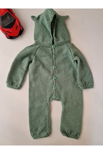 Butik Hobby Cafe 3-6 Months Hand Knitted Hooded Baby Rompers