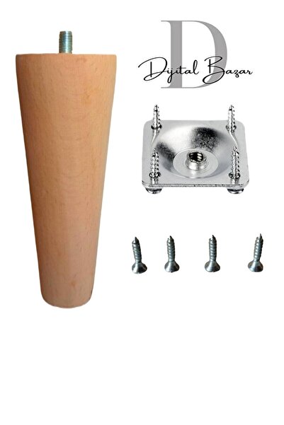 Dijital Bazar Ahşap Konik Ayak - Uzunluk: 16 Cm 6 Lı Set