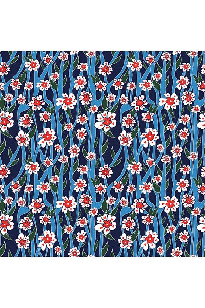 Dekoros Blue Red Floral Adhesive Foil, Cabinet Table Furniture Covering Sticker Large Size Foil 0712