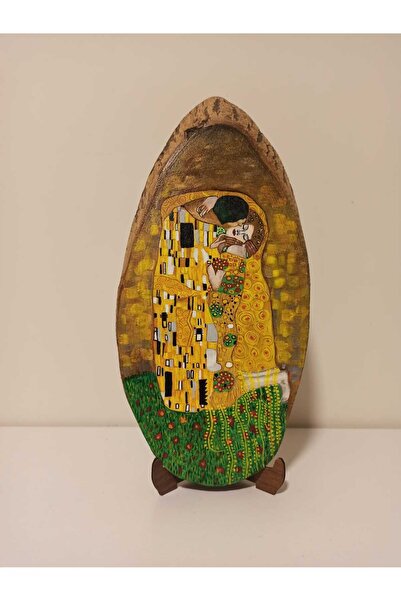 BYSEMRAAY Kütük Dilimi Üzerine Akrilik Reprodüksiyon Çalışma 16x32-gustav Kli...