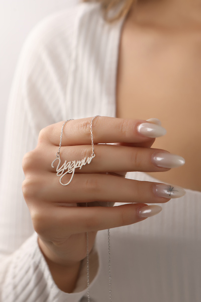 HomSilverjewelry 925 Ayar Gümüş Kişiye Özel İsimli Kadın Kolye HSJ0464