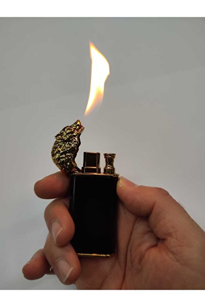 ASYA GIFTS Kurt Figürlü -kurt Başlıklı Jet Çakmak Pürmüzlü ( Rüzgarda Sönmez ...