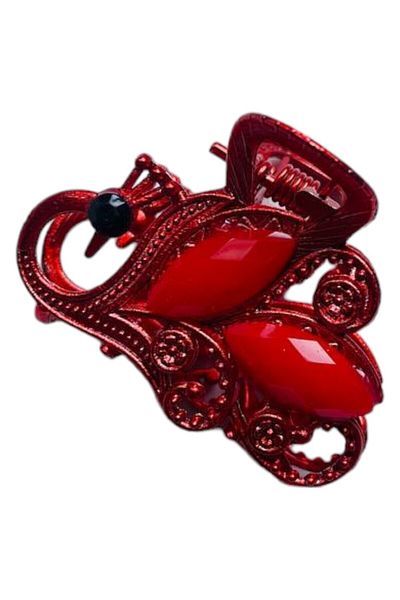 GALATA GIFT Фибичка за коса с форма на лебед, червена, метална, щипка за коса, щипка за коса със закопчалка, щипка за коса от масивно желязо 4 см