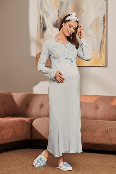 ByLohusa Set pijama de maternitate albastru pentru femei