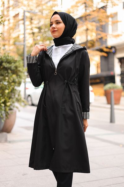 benguen 2060 Saisonaler Trenchcoat Schwarz