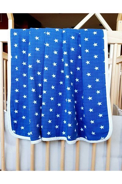 Alpar Tekstil Four Layer Muslin Girl-Boy Newborn/Baby/Child Blanket Starry / Saxe Blue