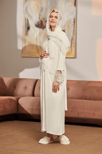 ByLohusa Mecit Ecru Pregnant Maternity Set with Hijab 1924