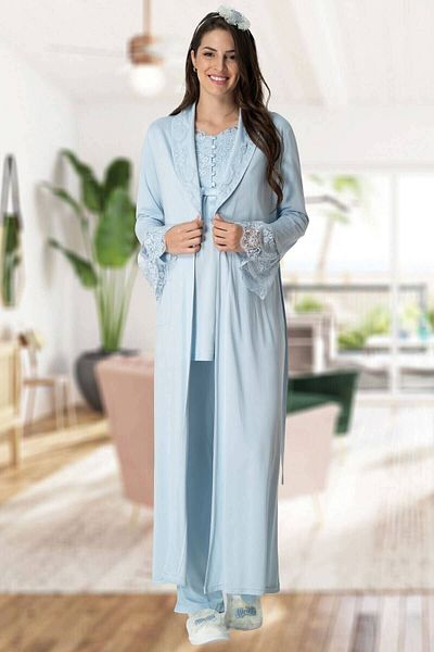 Mecit Pijama Set de pijamale de maternitate albastru din 4 piese