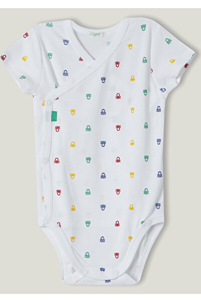 United Colors of Benetton Bebek Beyaz Mix Desenli V Yaka 2'li Tulum