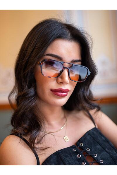 Angel Eyes Rectangle Design Leopard Frame Black Gradient Glass Women's Sungla...