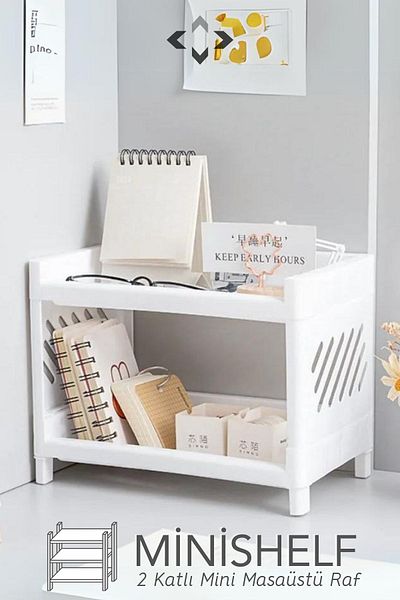 LİGROUND Minishelf 2 Tiers Multi-Purpose Desktop Shelf Organizer Organizer Desktop Shelf Two Tiers Easy Installation