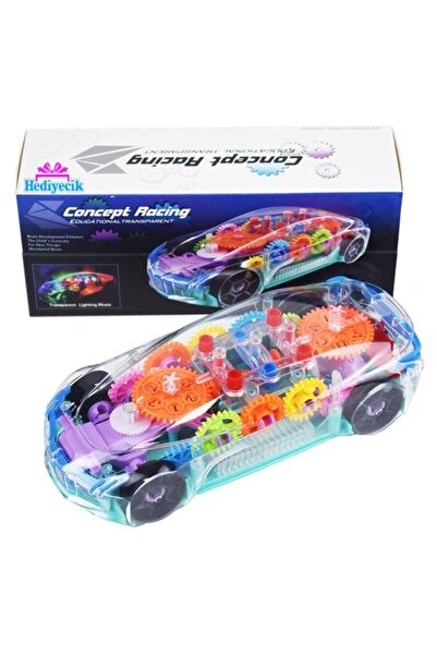 hediyecik سيارة شفافة مع موسيقى متحركة وضوء 20 سم