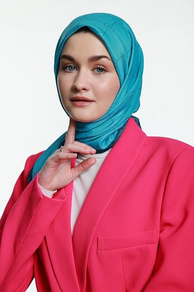 Modakaşmir Памучен шал MK Baklava, цвят петрол
