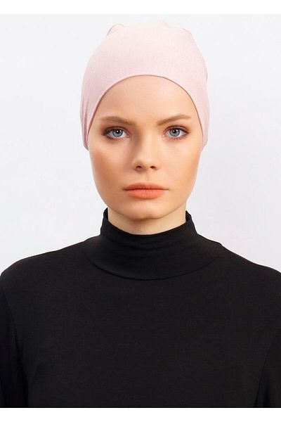 Ecardin Lycra Comfortable Non-Slip Practical Anti-Sweat Seamless Hijab Bonnet Scarf Turban Ready Bonnet - Powder