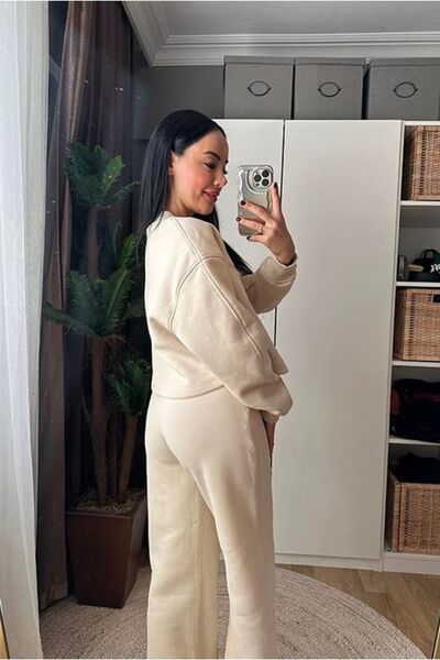 My Blog Γυναικείο εκρού Premium Snap Σετ φόρμας 3 κλωστών