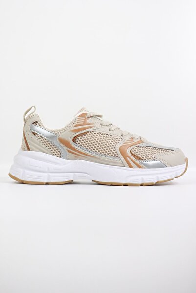 Jump - 28712 Γυναικεία παπούτσια τρεξίματος σε μπεζ χοντρή σόλα