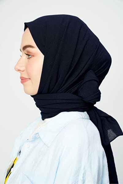 Modakaşmir Βαμβακερό σάλι Kraş σε μπλε ναυτικό