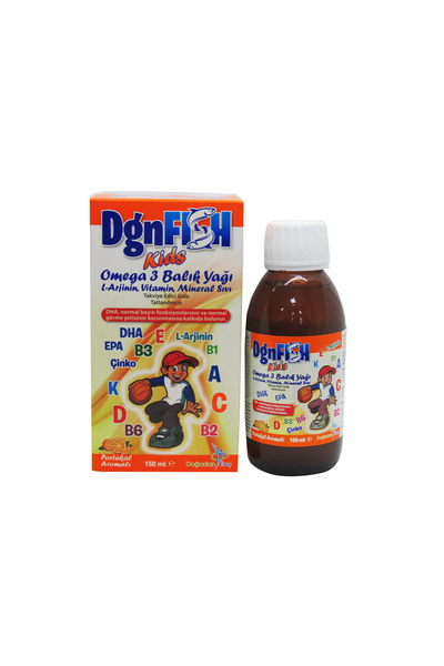 DGN Fish Kids Omega3 Balık Yağı L-arjanin Vitamin Mineral Sıvı Takviye Edici Gıda 150 ml