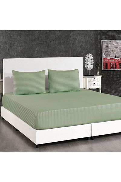 Alena Home Style طقم ملاءات مطاطية مخططة مزدوجة مقاس 180x200 من القطن