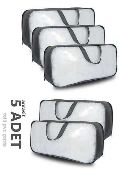 Vedsey Home Organizer Set of 5 60X30X18 cm Pvc & Transparent & Wire Luggage Holder