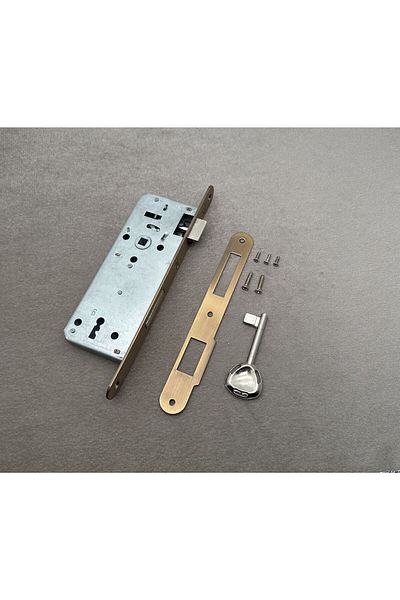 KOLDOOR Özen Handles Oval Interior Door Room Lock Recessed Lock 40/90/23 Antique Yellow 1 Piece