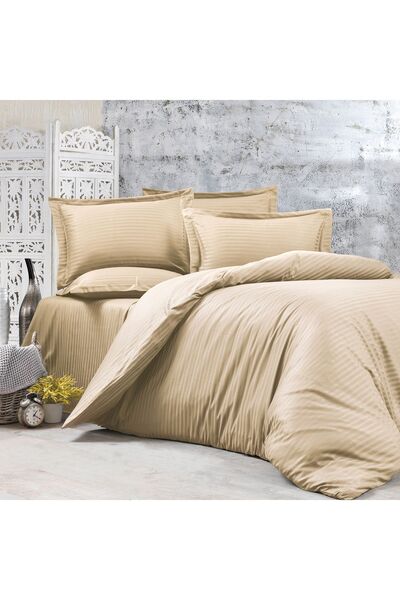 Alena Home Style طقم غطاء لحاف مزدوج مخطط من سلسلة الفنادق القطنية (مع ملاءة ...