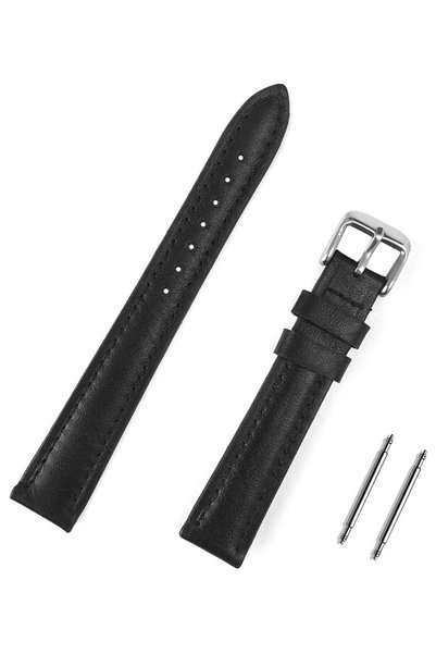 Saatse 16mm Black Genuine Leather Watch Band Strap