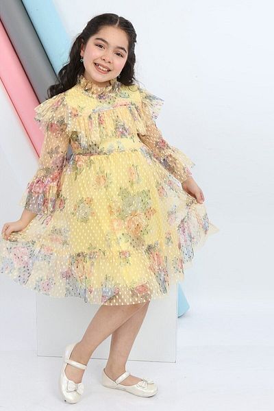 Jannock Rochie tutu pentru fete cu imprimeu floral